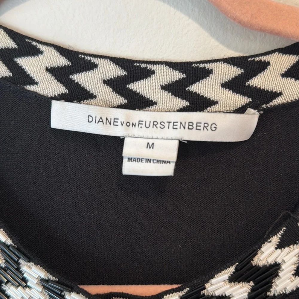 DVF/Diane Von Furstenberg Carmela Black and White Long Cardigan - Picture 3 of 16